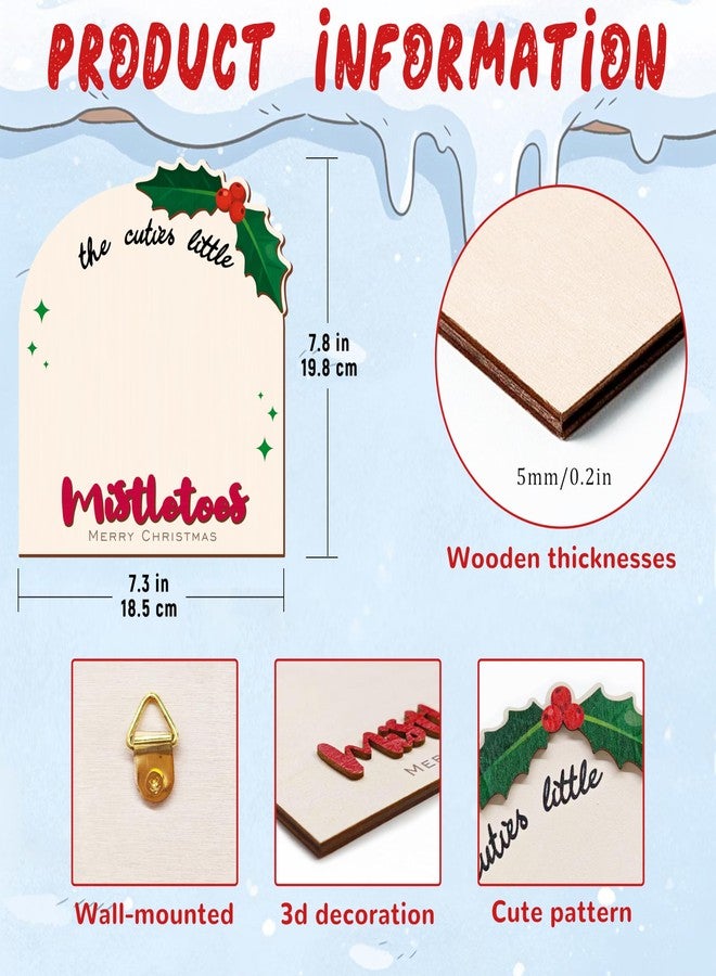 Aukolass Baby's First Christmas Footprint Art Sign, Cutest Little Mistletoes Sign Wooden Milestone Keepsake for Newborn Photo Prop Baby Shower and Christmas Gift (Mistletoes) - Image 2